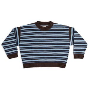 James street co NWT Blake striped cocoa brown blue pullover crewneck sweater M